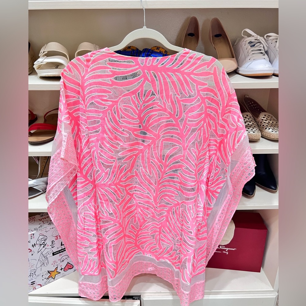 Lilly Pulitzer Lindamarie Coverup Caftan Coral Reef Burnout Lace XXS/XS - Picture 5 of 6